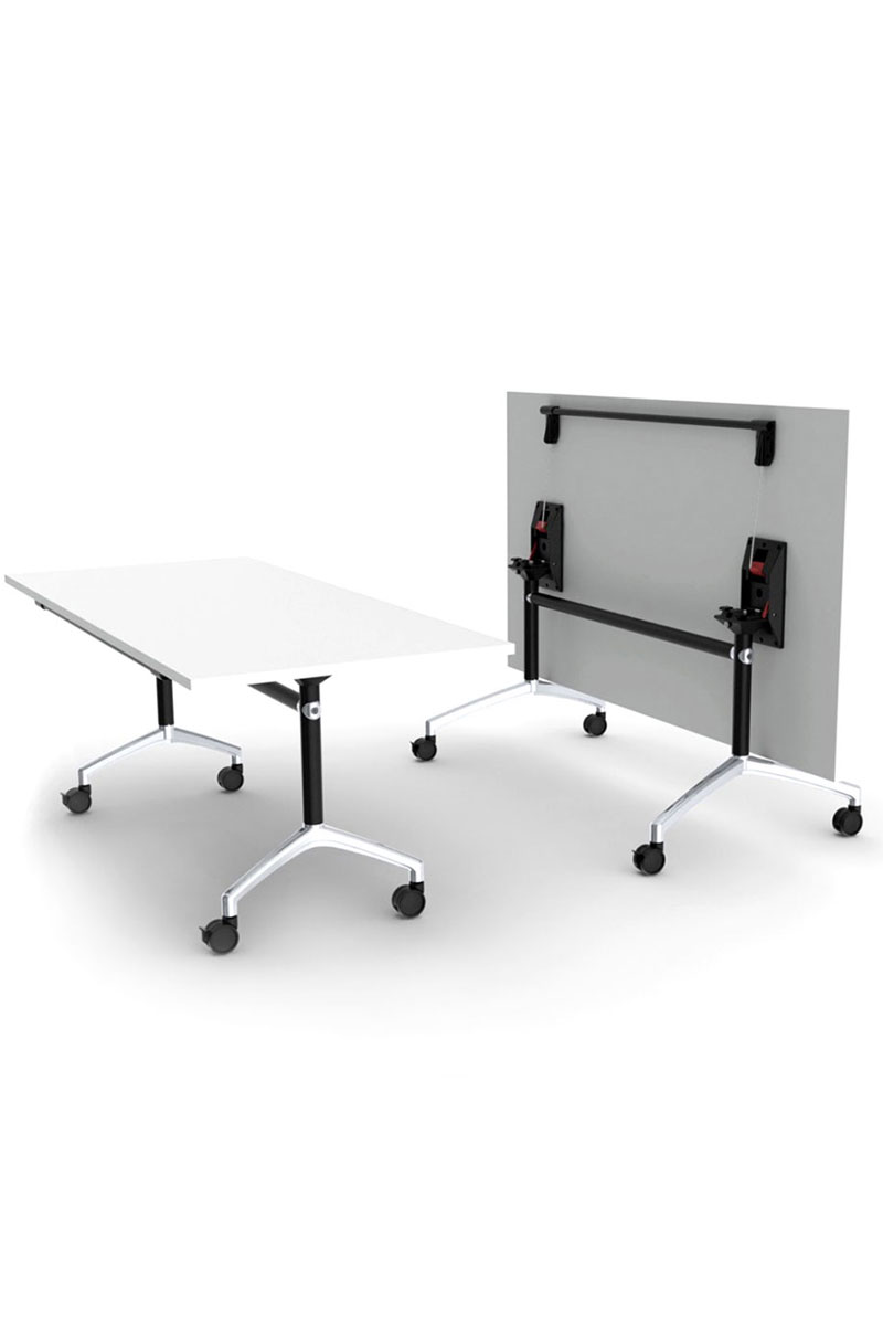 Gregory Flip Table - Folding Table - Flat and Folded Positions showing underside