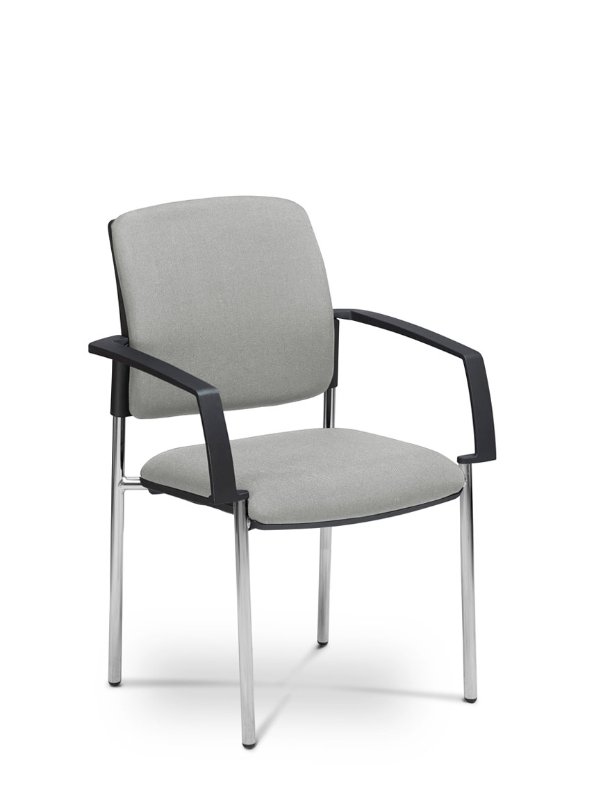 Gregory Dione Visitor Chair - Chrome 4 Leg Frame, Fully upholstered with arms.