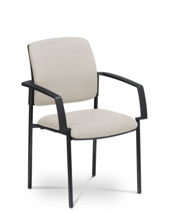 Gregory Dione Visitor Chair - Black 4 Leg Frame, Fully upholstered with arms.