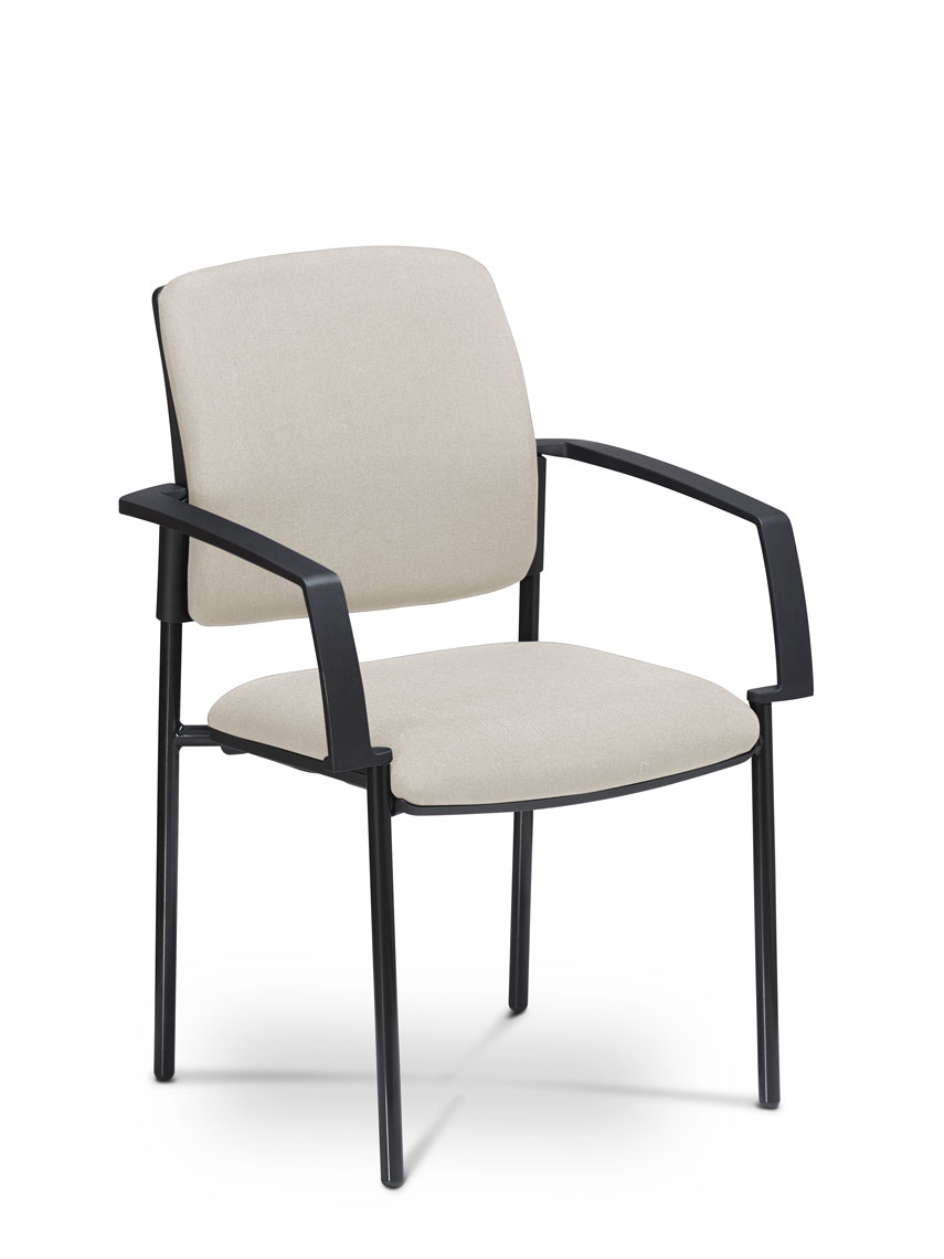 Gregory Dione Visitor Chair - Black 4 Leg Frame, Fully upholstered with arms.