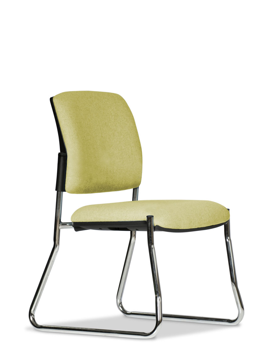 Gregory Dione Visitor Chair - Chrome Sled Frame, Fully upholstered.