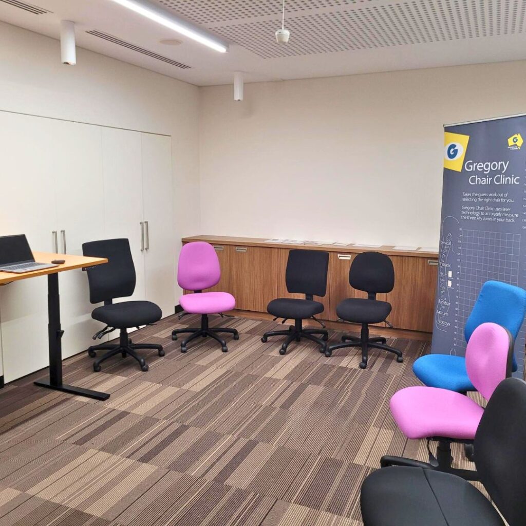 A Gregory ergonomic chair set up in a modern office environment, highlighting its sleek design and comfort